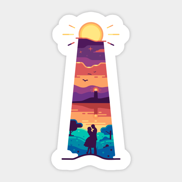 Romantic sunset by the sea Sticker by Stellula